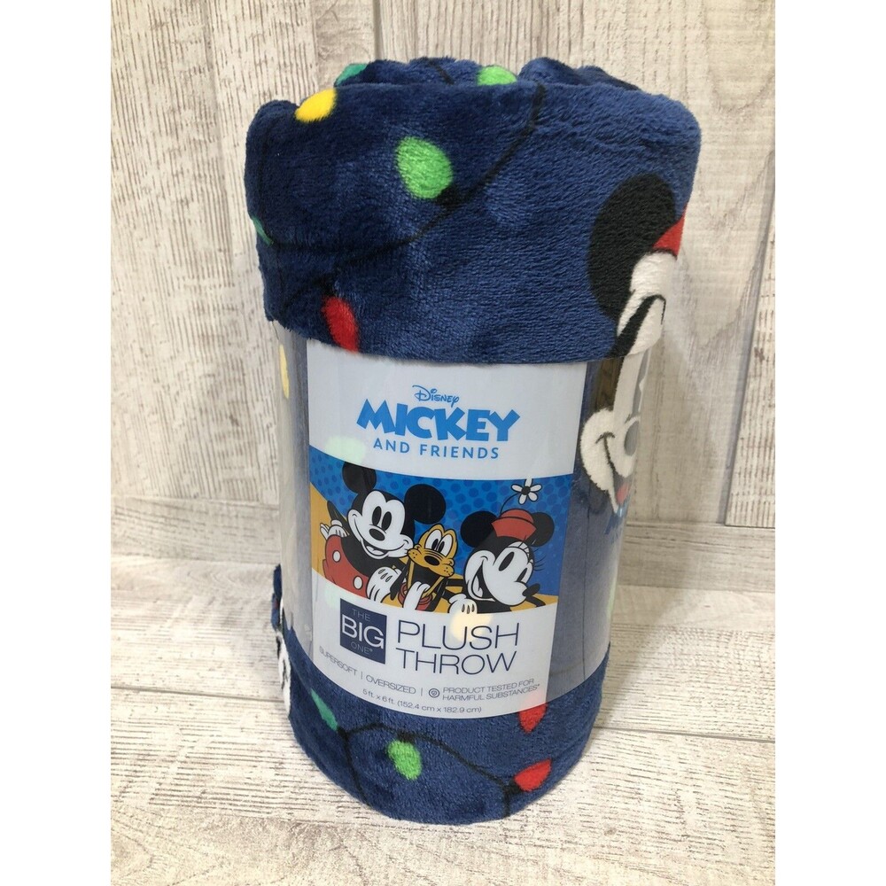 The Big One Mickey Mouse Oversized Supersoft Plush Throw Lights Blue 5x6ft new